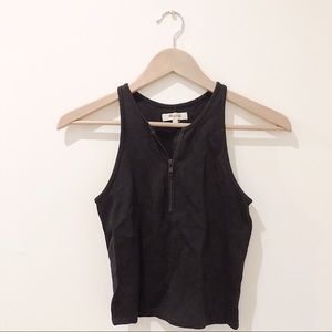 MADEWELL • Black Offline Half Zip Crop Tank Top
